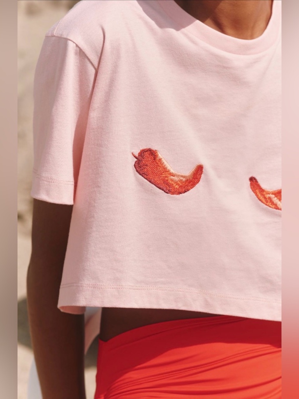 Anthropologie NWT SIGAL Hot Pepper Crop Graphic Tee - Picture 2 of 6